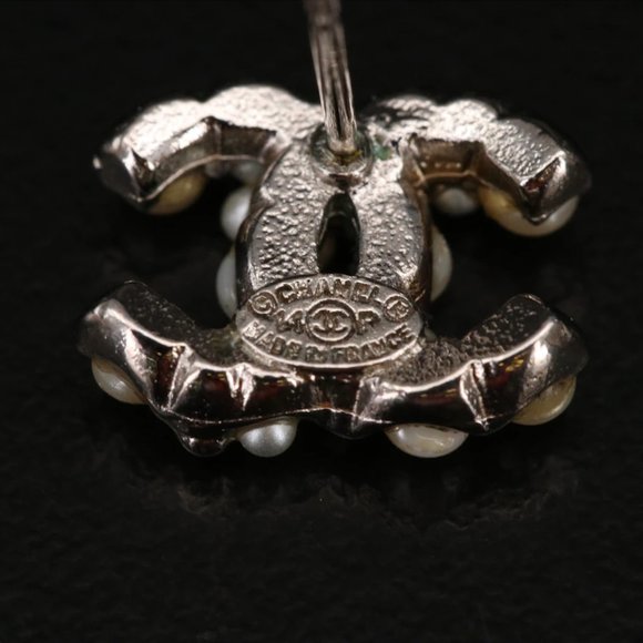 Chanel CC Logo Faux Pearl Stud Earrings - Picture 9 of 16